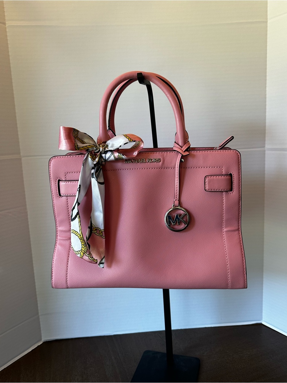 Michael Kors Pink Saffiano Leather East-West Satchel